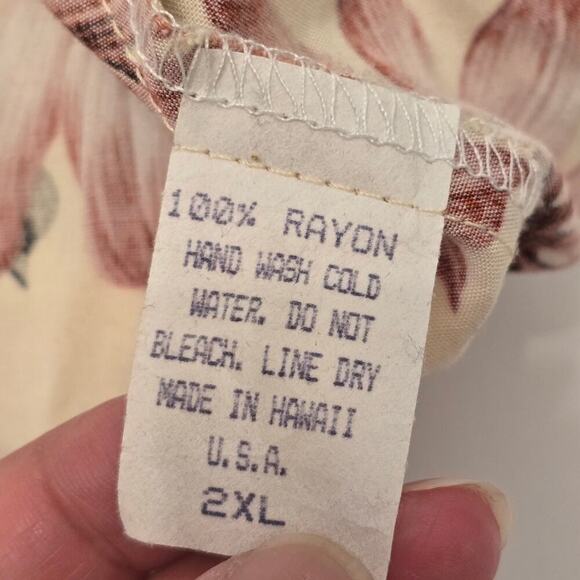 VTG Hawaiian Hibiscus Monstera Print Midi Dress 2XL Butter Yellow Ruffle Hem USA - Picture 6 of 7